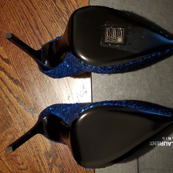 NWT Saint Laurent Blue Sequin Womens Pumps - Size 38 (US 8) NWT - Picture 10 of 16